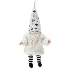Gnome Furry Pet Orn Wht