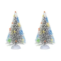 Lit Frosted Wht Sisal Tree Set