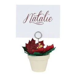 Poinsettia Pot Place Card Hldr
